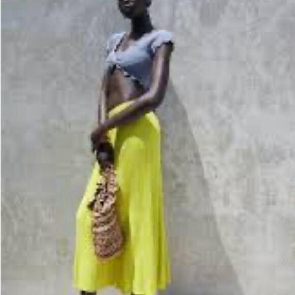 Zara Blue Knit crop top Size  Small - Picture 3 of 4